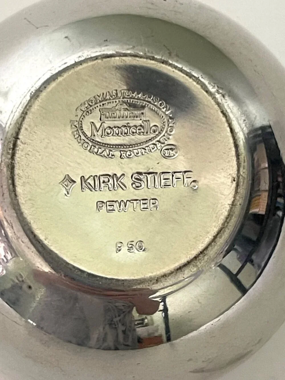 Vintage Kirk Stieff Pewter Jefferson Cup P50 Personalized 1989  2.5
